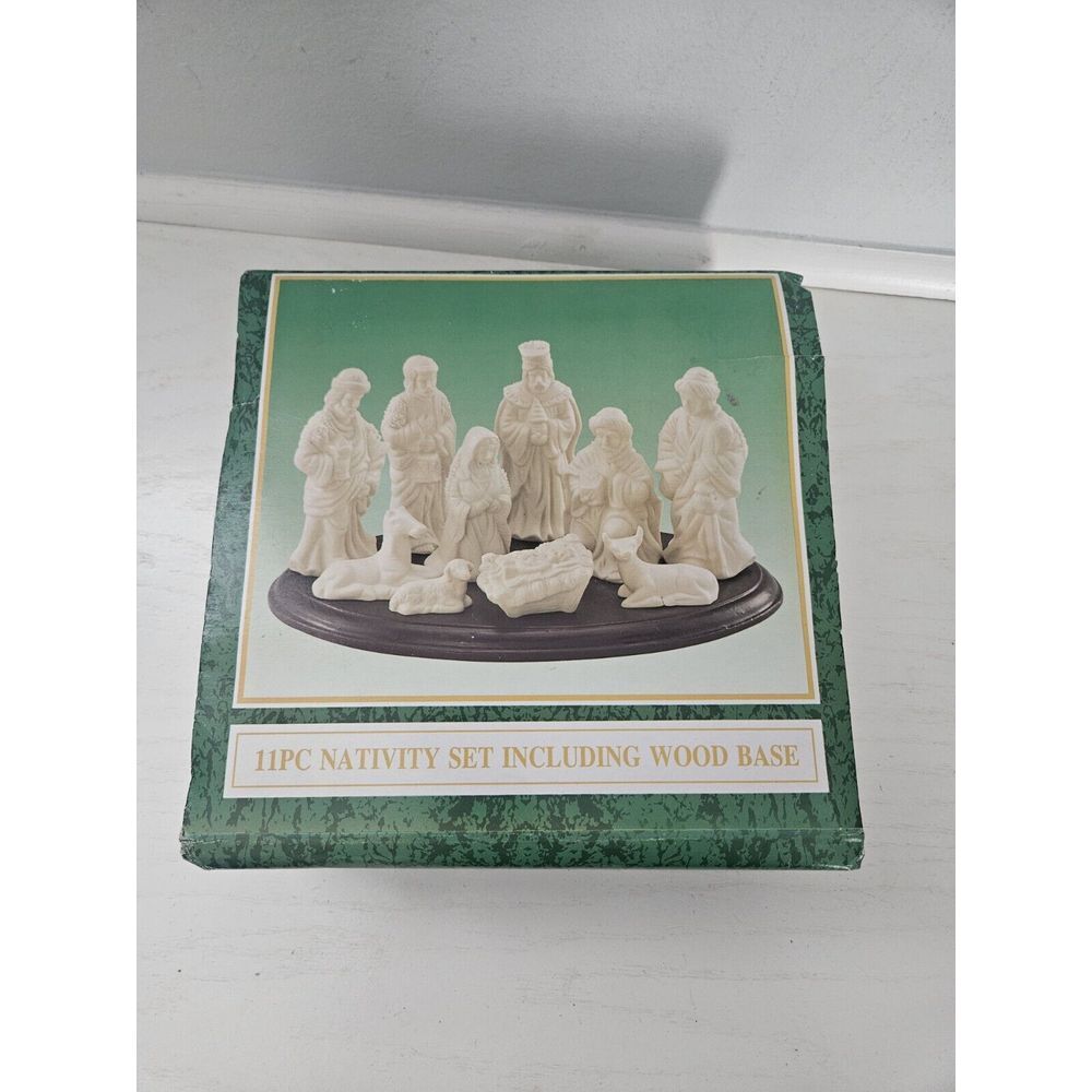 World Bazaars Nativity Set - Jade Collection 11pc Including Wood Base